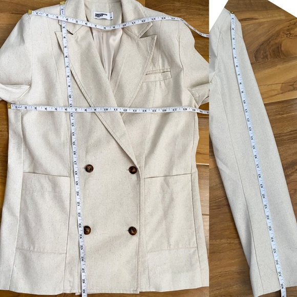 Mistress Rocks Linen Oatmeal Neutral Beige Oversized Blazer Double Breasted XS - Picture 12 of 12